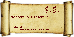 Verhás Elemér névjegykártya